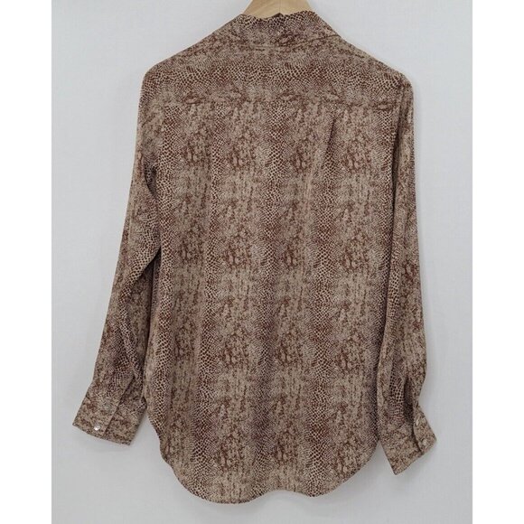 NWT A New Day‎ Button Front Brown Snake Print Satin Shirt Sz Sm, Boho, Office - Picture 2 of 11